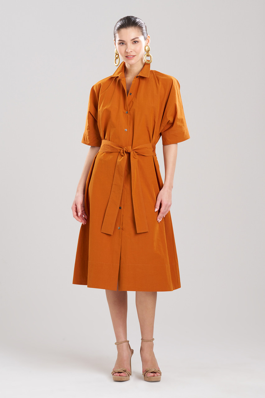 Taffeta Belted Shirt Dress