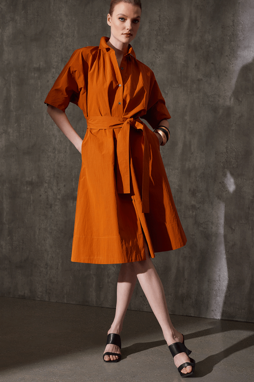 Two Tone Taffeta Shirt Dress