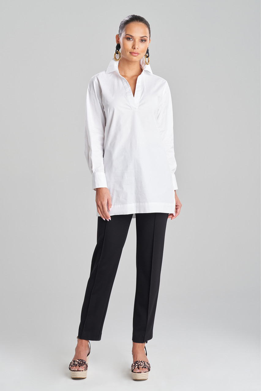 Cuffed cotton poplin pants