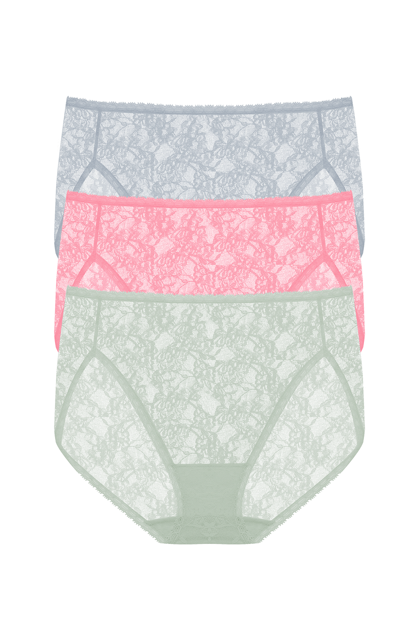 Woman's White/Pink Five-pack French knickers with lace trim