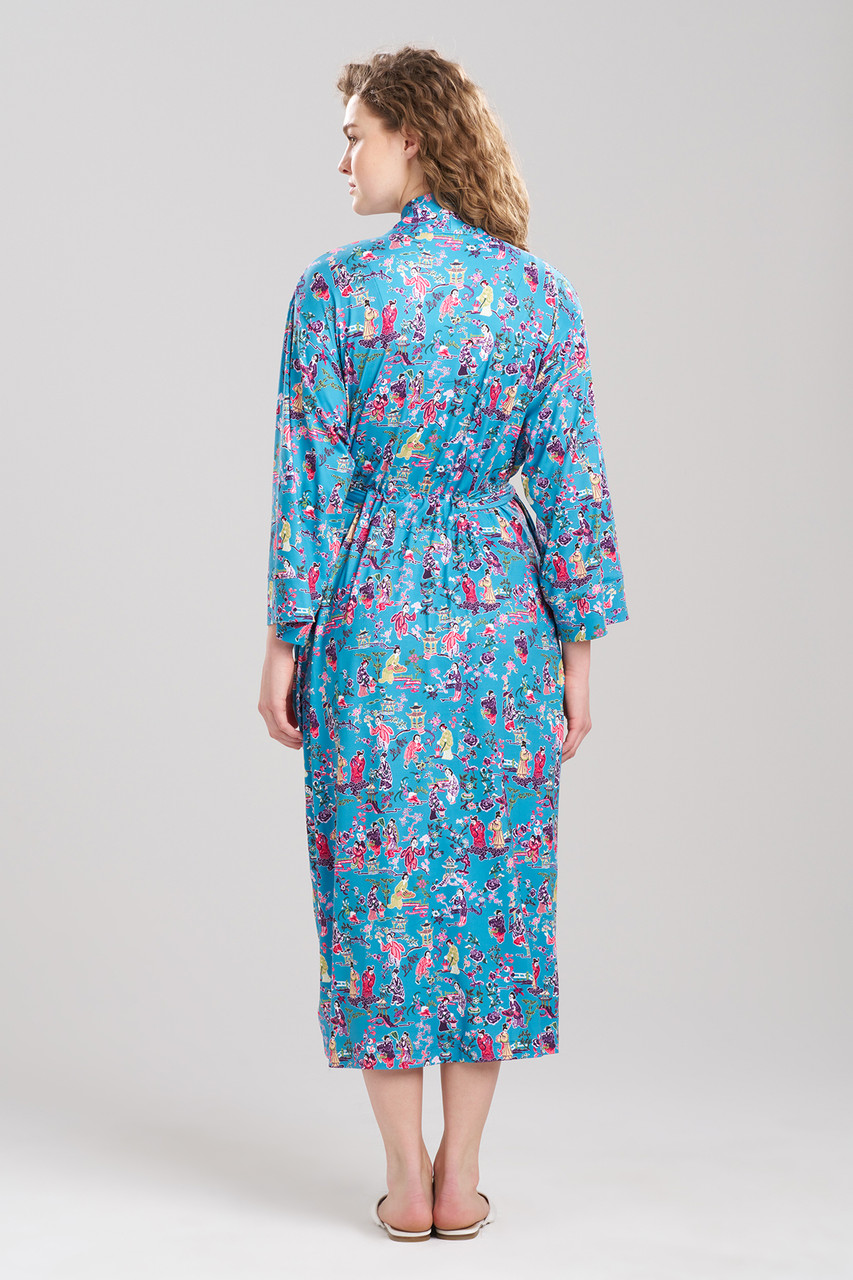 Natori Private Luxuries Satin Kimono Robe With Water Lily Design in Pink  and Blue Size Small Satin Kimono Robe, Natori Lingerie -  Canada