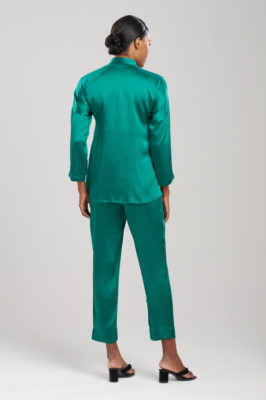 2023 Summer New Chinese Jade Emerald Pajamas Ice Silk Pajamas for Women Green  Pajama Sets