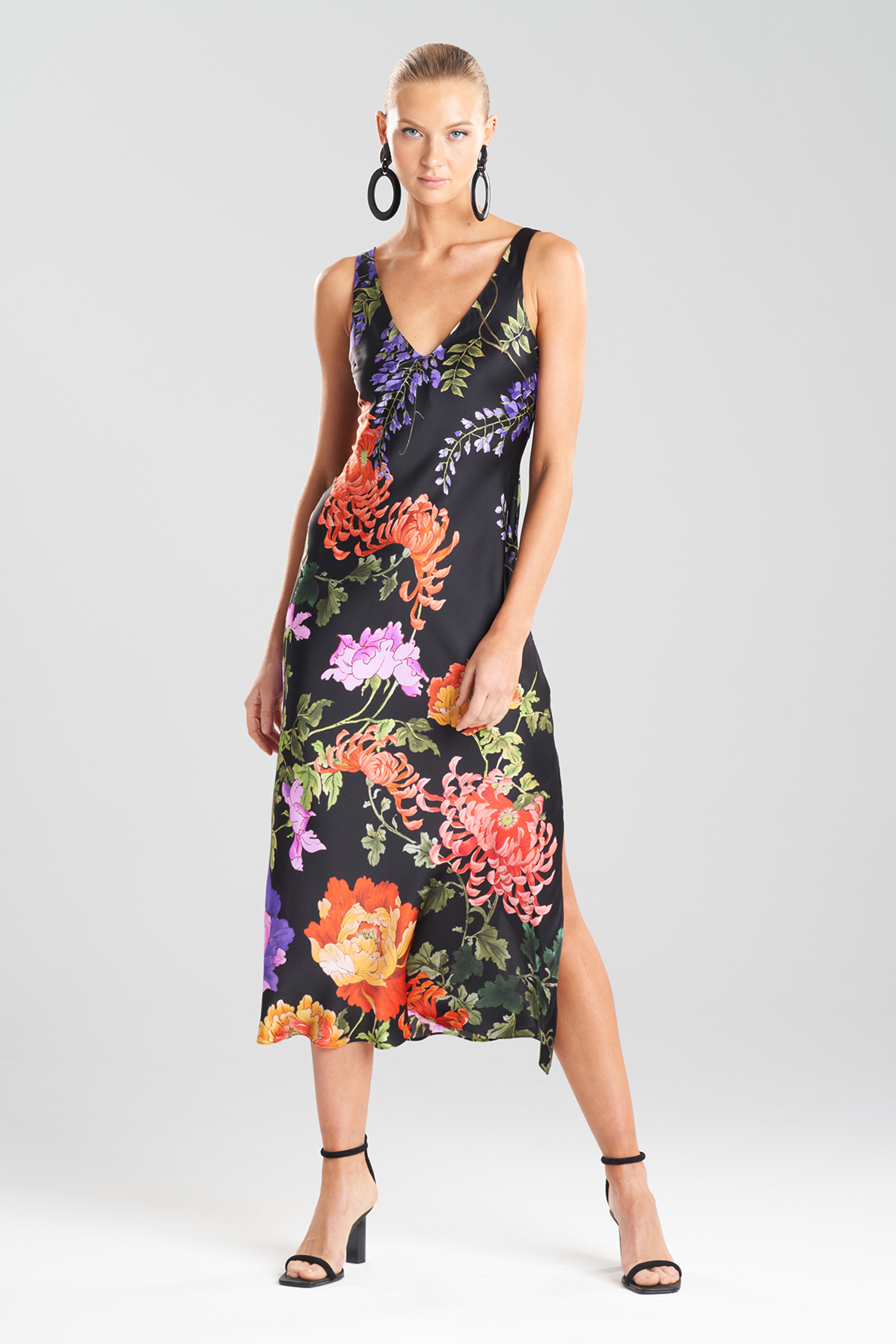 Buy Kairaku Garden Charmeuse Plunging Silk Gown Online | Natori