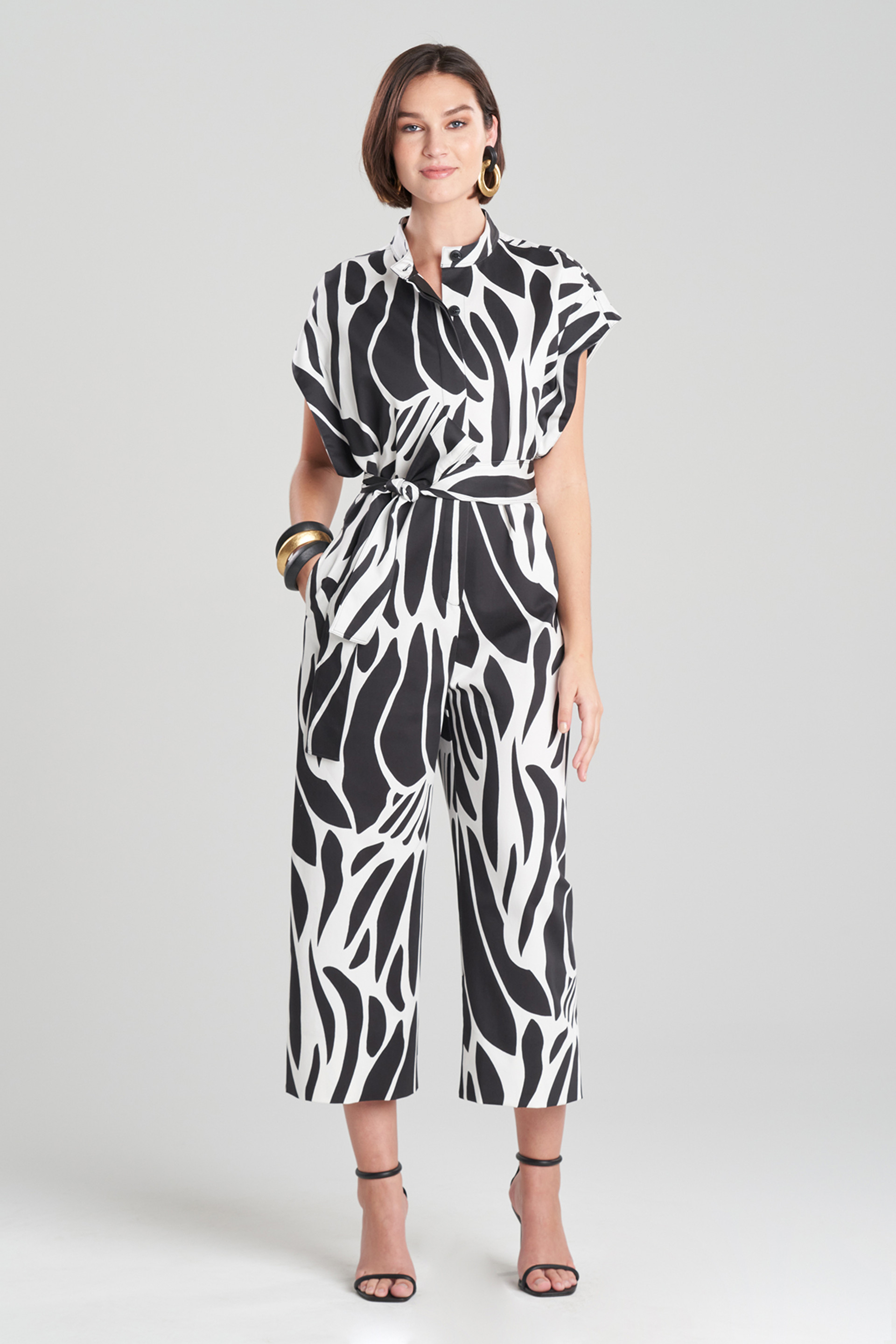 Buy Nagashi Cotton Chino Belted Mandarin Jumpsuit Online | Natori