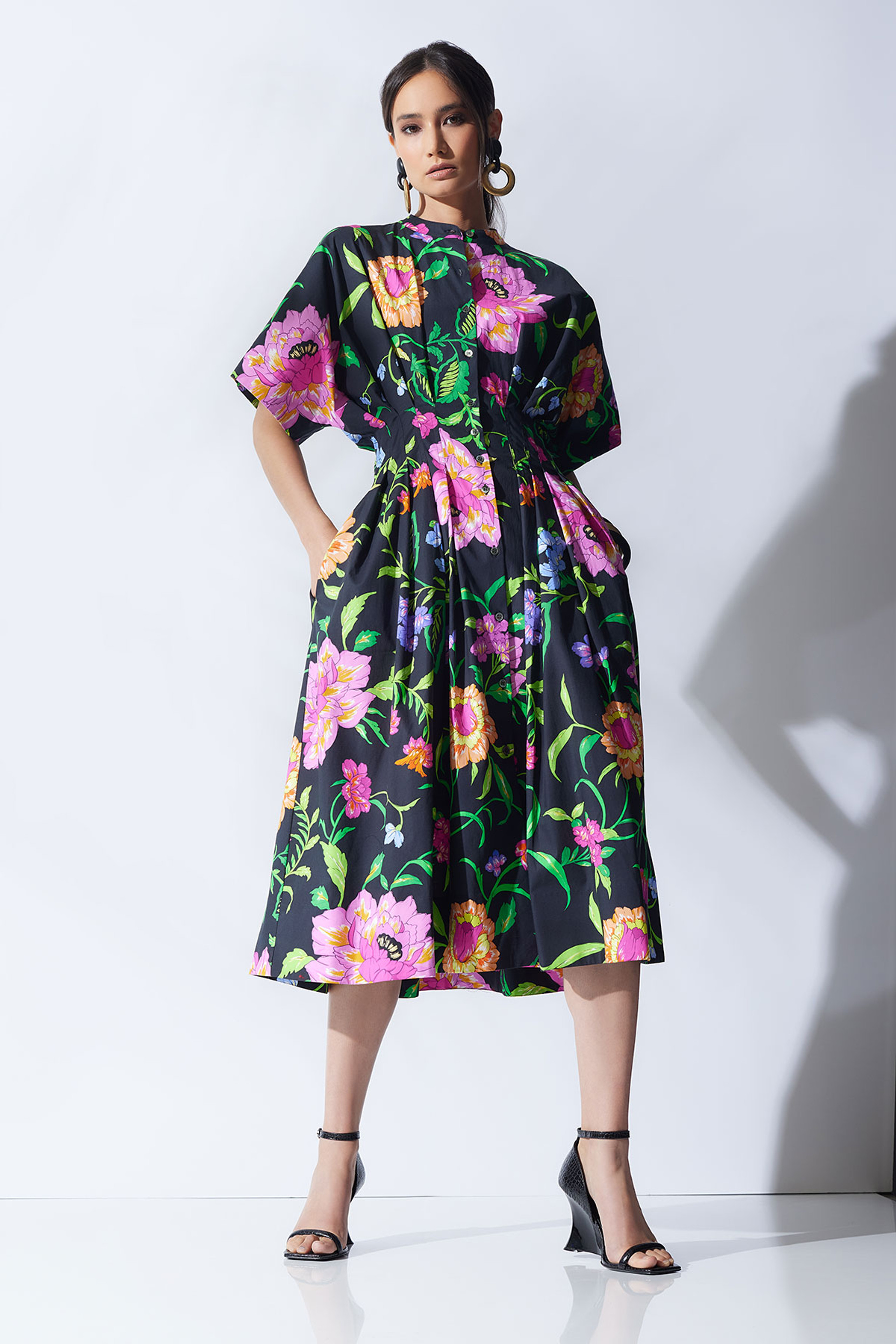 Buy Junko Cotton Poplin Mandarin Dress Online | Natori