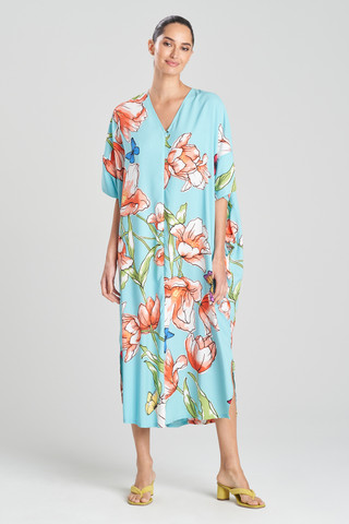 Buy Wild Poppy Zip Caftan Online | Natori