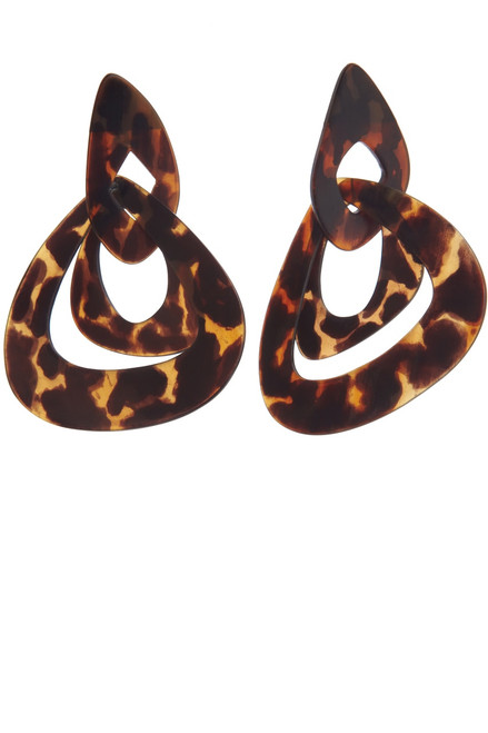 Tortoise Link Clip Earrings