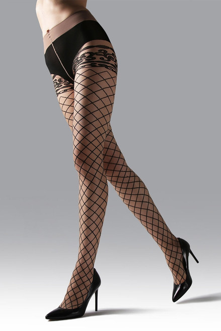 Natori Scarlet Lace Sheer Floral-Pattern Control-Top Tights