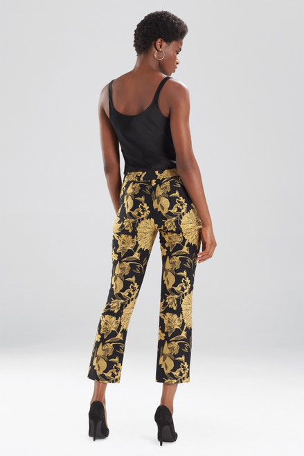 Gold Flower Jacquard Pants