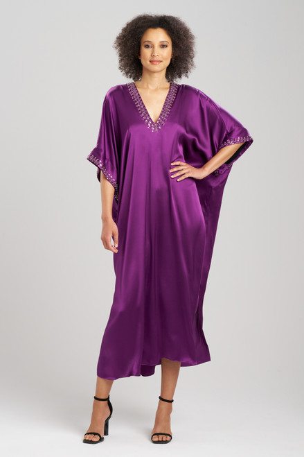 Buy Natori Natalie Mandarin Zip Caftan - Blue At 44% Off