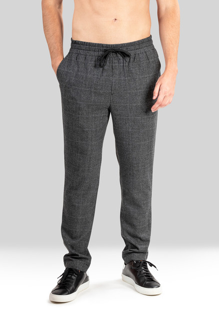 Extra Slim Charcoal Herringbone Luxe Comfort Soft Jogger Dress Pant