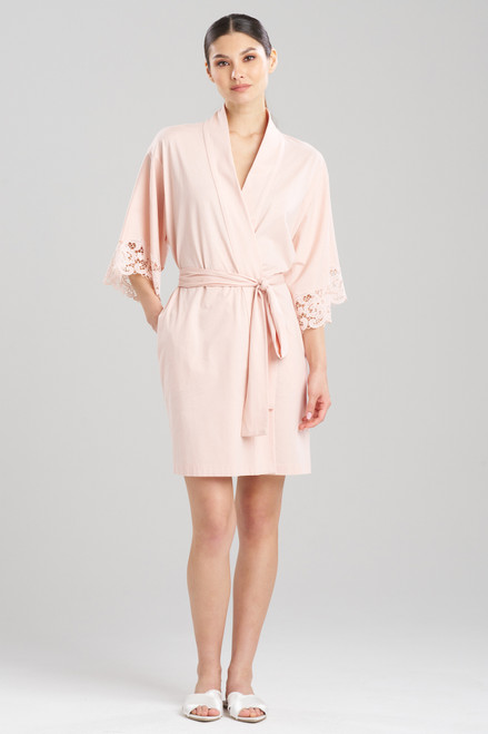 Satin Kimono Robe with Lace Trims(Pink, Black, Apricot) at Rs 995