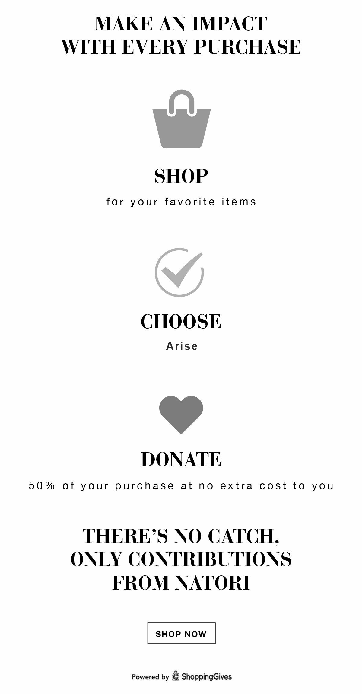 Steps detailing how to donate to Arise