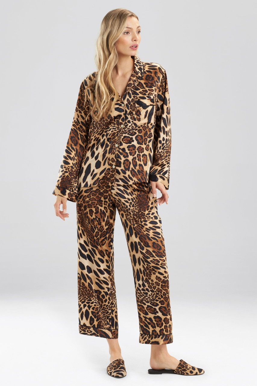 Womens Sleepwear High Quality Pajamas Set Luxury Leopard Print Loose Top  Silk Like Nightwear Leisure Homewear Femme From Xieyunn, $31.37