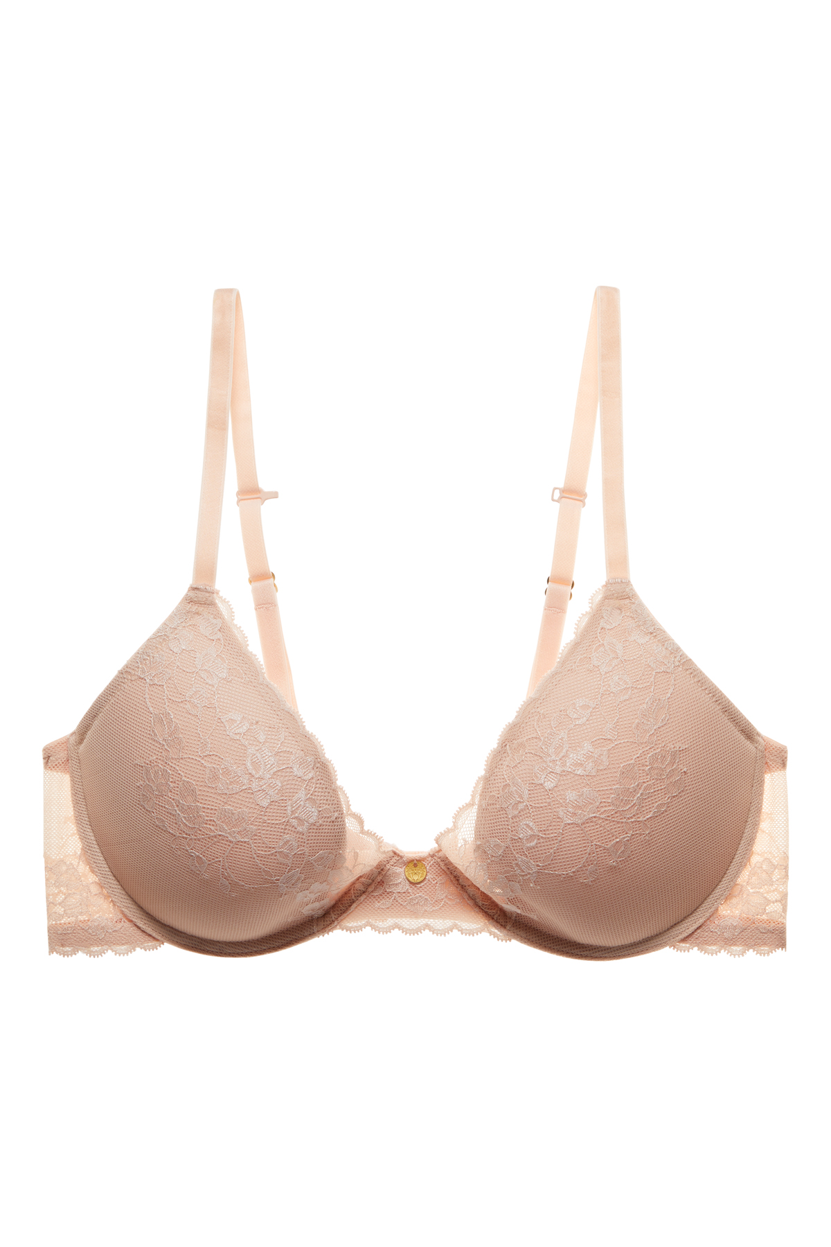 Floral Embroidery Full Coverage Adjustable Push Up Bra - Power Day