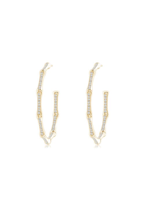 Natori Indochine 14k Medium Pave Diamond Hoop Earrings, Women's, Gold Fine Jewelry