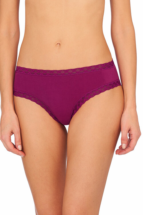 Natori Bliss Girl Comfortable Brief Panty Underwear With Lace Trim In Bright Berry