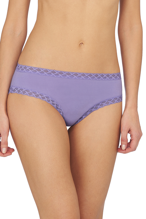 Natori Bliss Girl Comfortable Brief Panty Underwear With Lace Trim In Violet Tulip