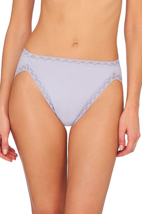 Natori Bliss French Cut Brief Panty Underwear With Lace Trim In Polar Blue