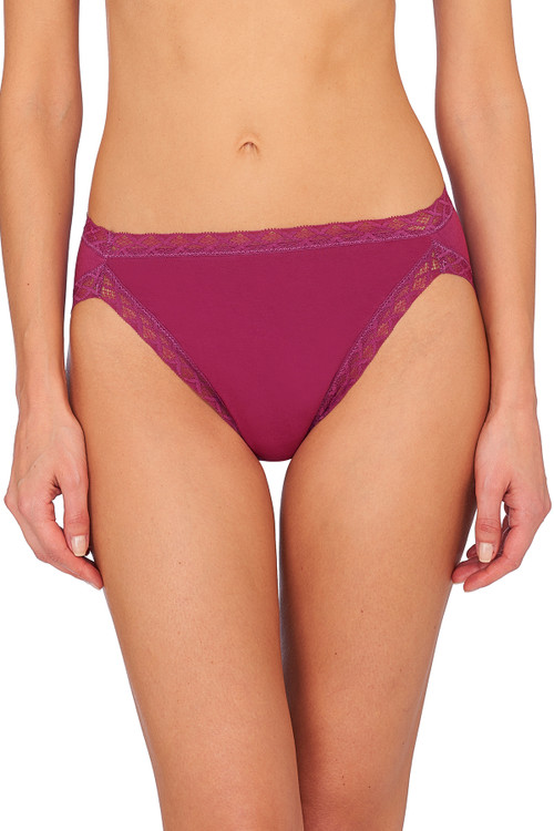 Natori Bliss French Cut Brief Panty Underwear With Lace Trim In Pinot