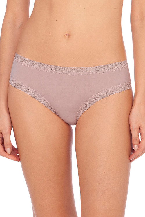 Natori Bliss Girl Comfortable Brief Panty Underwear With Lace Trim In  Damask Pink