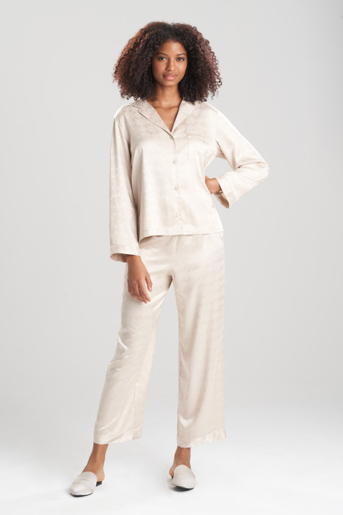 Natori Infinity Jacquard Pajamas In Sand Taupe