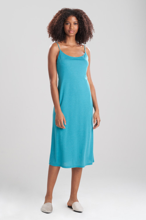 Natori Shangri-la Tencel™ Lightweight Ultra-soft Tank Top Dress Nightgown Pajamas In Heather Vivid Teal