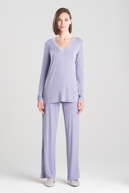 Natori Feathers Essentials Soft Pajamas Set In Slate Purple