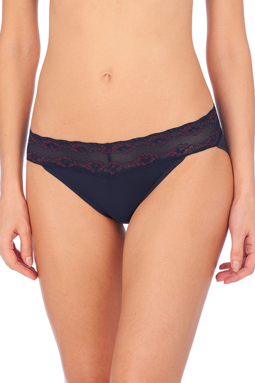 Natori Bliss Perfection Soft & Stretchy V-kini Panty Underwear In Dark Blue/cabernet