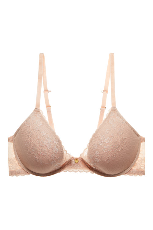 Natori Cherry Blossom Lace Underwire Push-up Bra In Cameo Rose