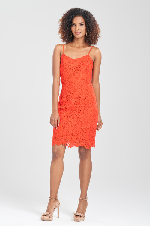 Natori Scroll Guipure Lace Cami Dress In Flame