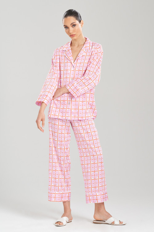 Natori Infinity Cotton Sateen Notch Pajamas In Hibiscus