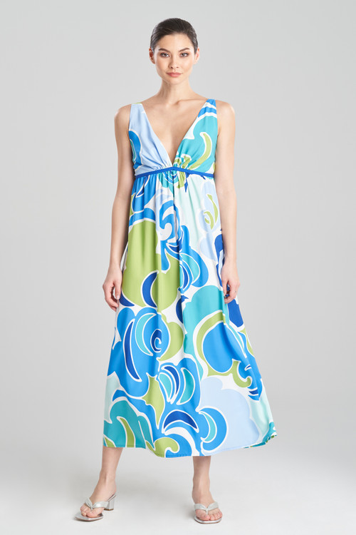 Natori Nami Gown Dress, Women's, Blue, Size S