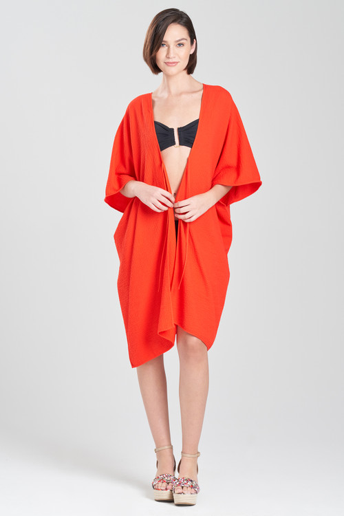 Natori Onsen Cover-Up Wrap Robe, Women's, Scarlet, 100% Cotton, Size L/XL