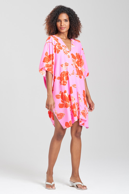 Natori Passion Flower Short Caftan Dress, Women's, Pink, Size M