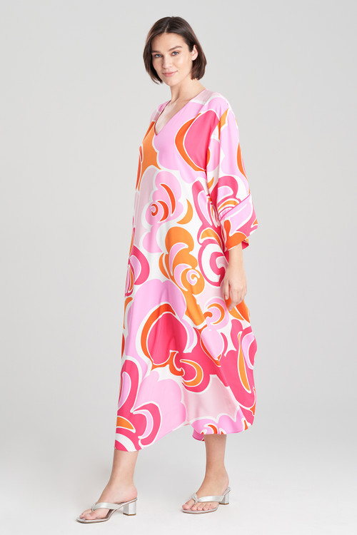 Natori Nami Caftan Dress In Pink White