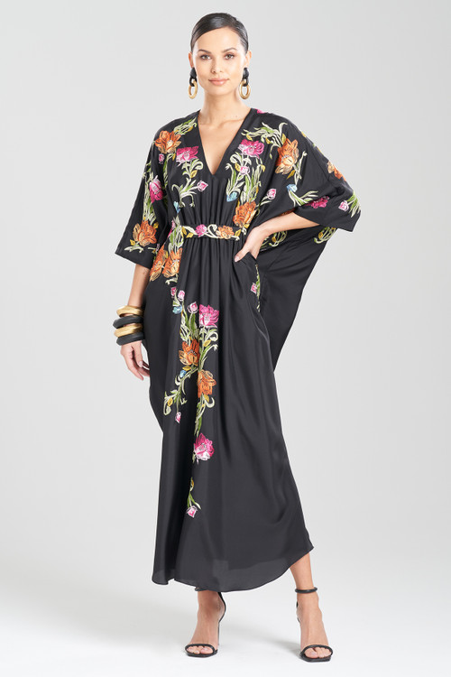 JOSIE NATORI NATORI COUTURE SHINJO EMBROIDERED CAFTAN DRESS