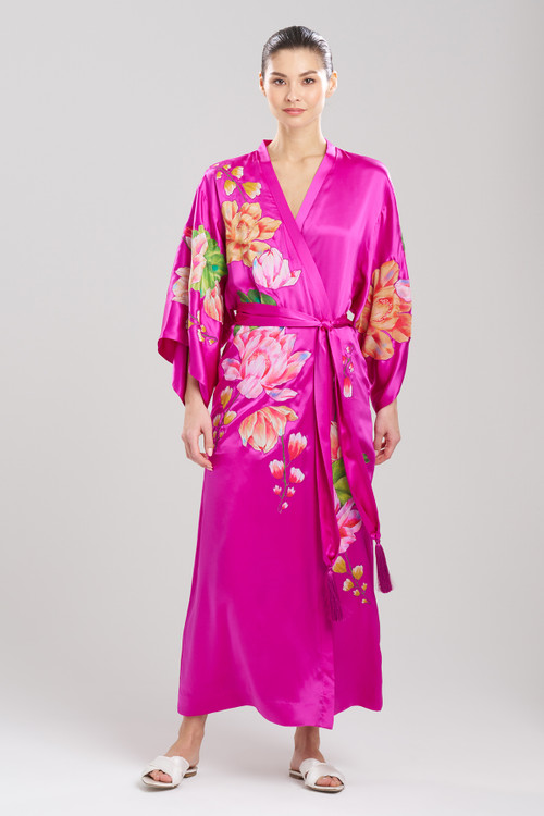 JOSIE NATORI NATORI COUTURE HANABI TASSEL SILK WRAP ROBE