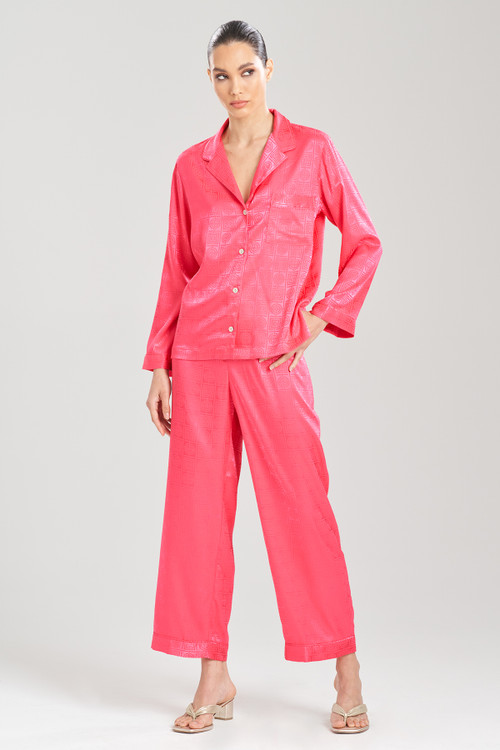 Natori Infinity Jacquard Pajamas In Heather Pink Raspberry