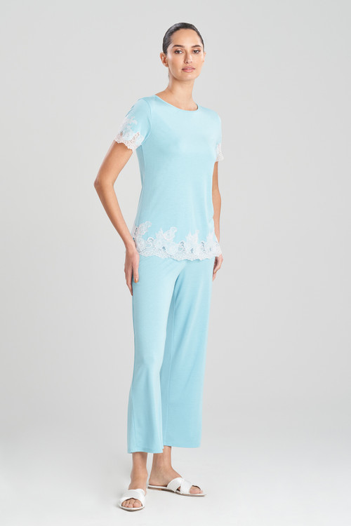 Natori Luxe Shangri-la Tencel™ Short Sleeve Pajamas Set Basics In Sea Glass