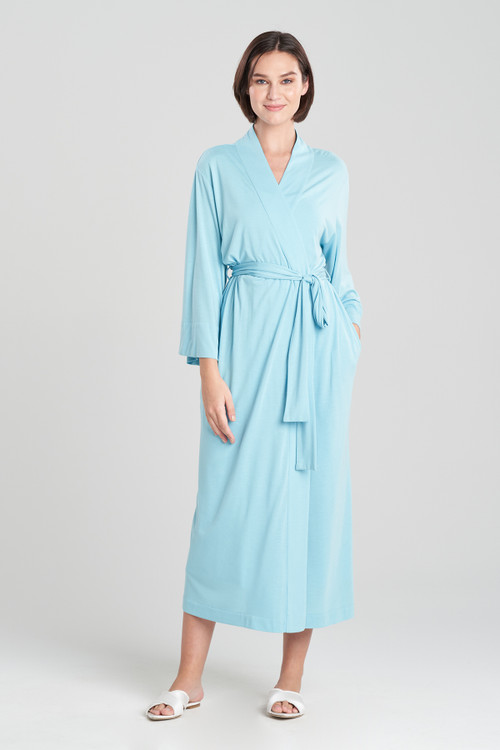 Natori Shangri-la Tencel™ Wrap Robe In Sea Glass