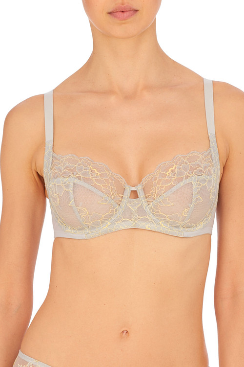 Natori Statement Full Fit Bra (40ddd) In Iced Grey/lemon Lime