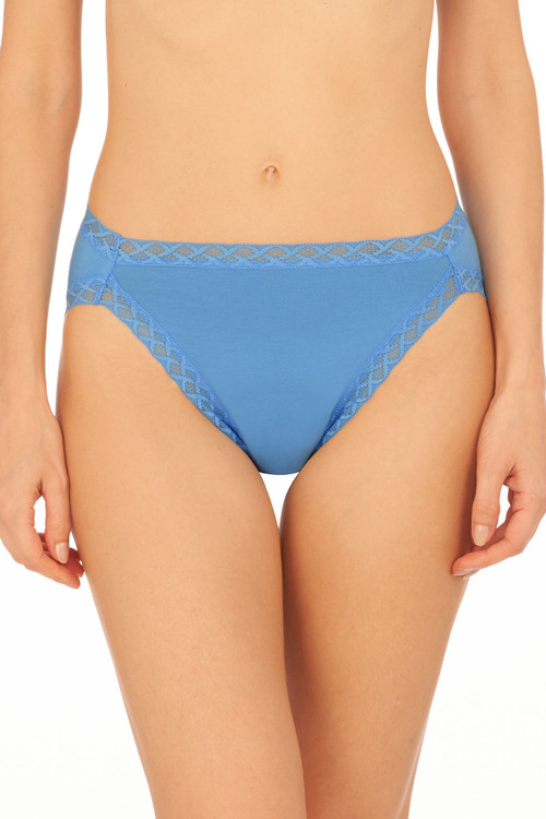 Natori Bliss French Cut Brief Panty Underwear With Lace Trim In Retro Blue