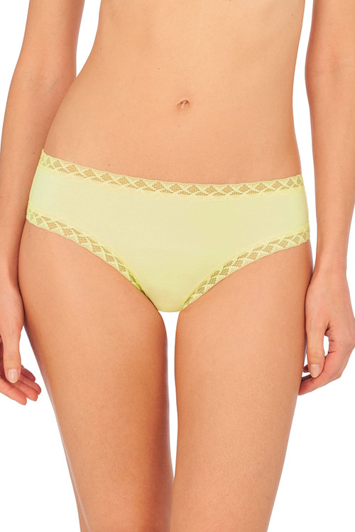 Natori Bliss Girl Comfortable Brief Panty Underwear With Lace Trim In Lime Cream