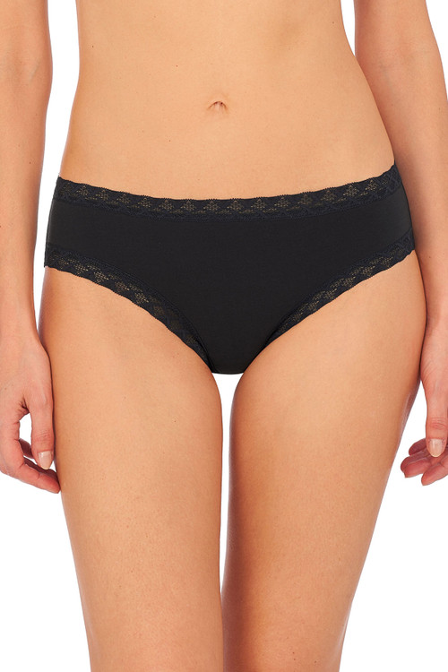 Natori Bliss Girl Comfortable Brief Panty Underwear With Lace Trim In Midnight Navy