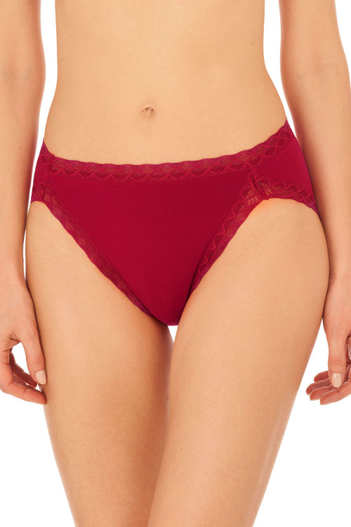 Natori Bliss French Cut Brief Panty Underwear With Lace Trim In Pomegranate