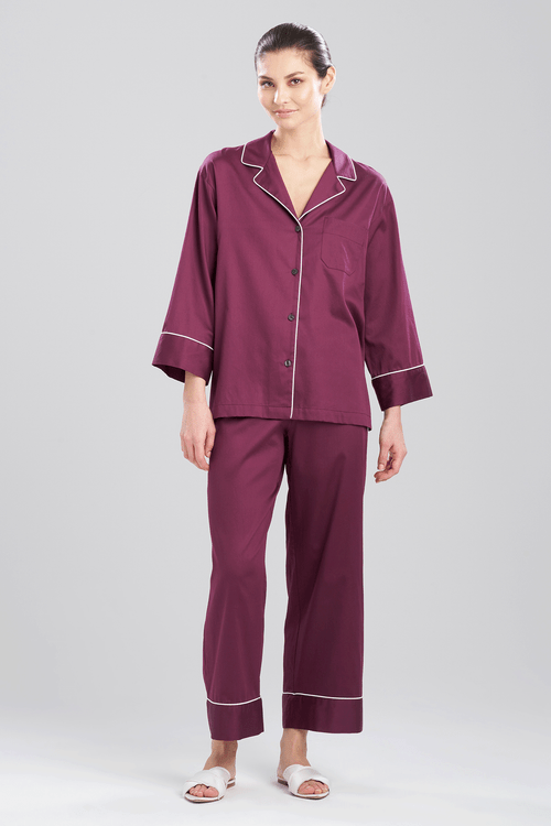 NATORI COTTON SATEEN ESSENTIALS NOTCH PAJAMAS