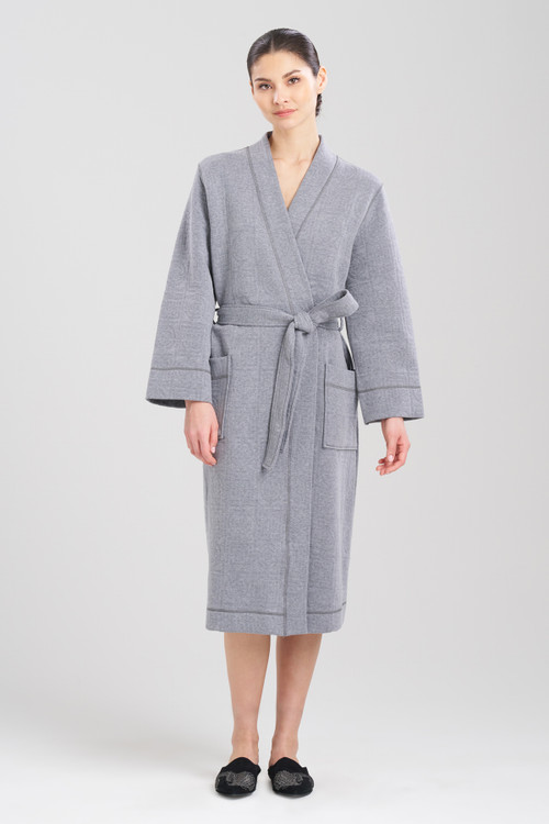 Natori Quilted Infinity Jacquard Wrap Robe In Heather Grey