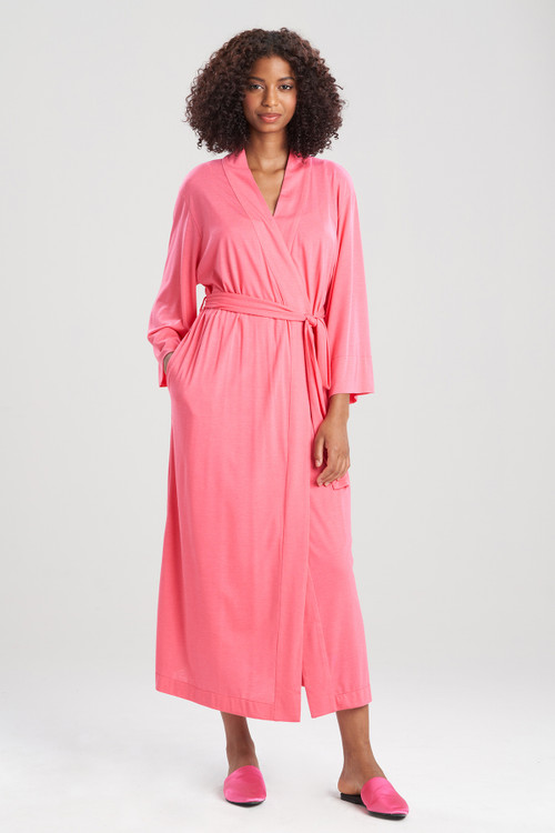 Natori Shangri-la Tencel™ Wrap Robe In Bright Heather Coral