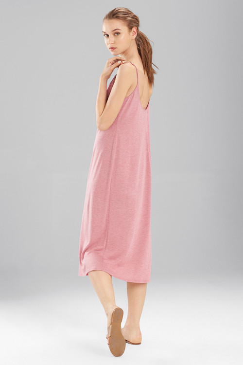 Natori Shangri-la Tencel™ Lightweight Ultra-soft Tank Top Dress Nightgown Pajamas In Bright Heather Coral